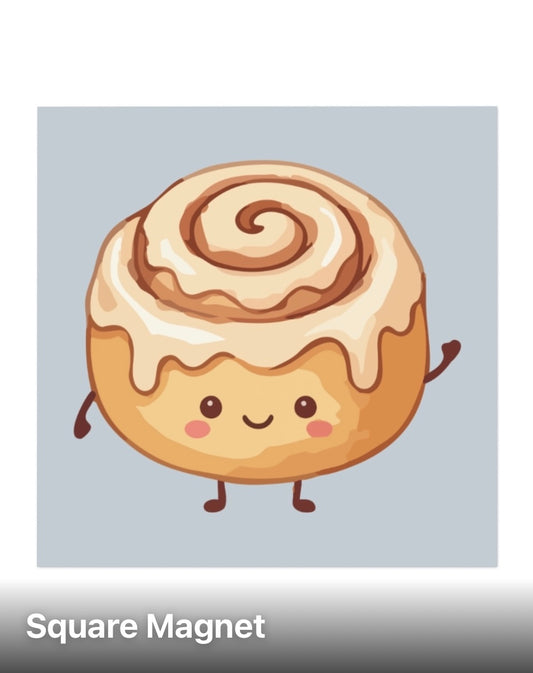 Magnet decorativ pentru frigider – Ruladă cu scorțișoară kawaii, design drăgălaș