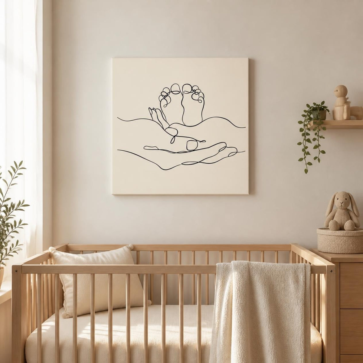 Tablou minimalist pentru camera bebelușului – Ilustrație mâini și piciorușe