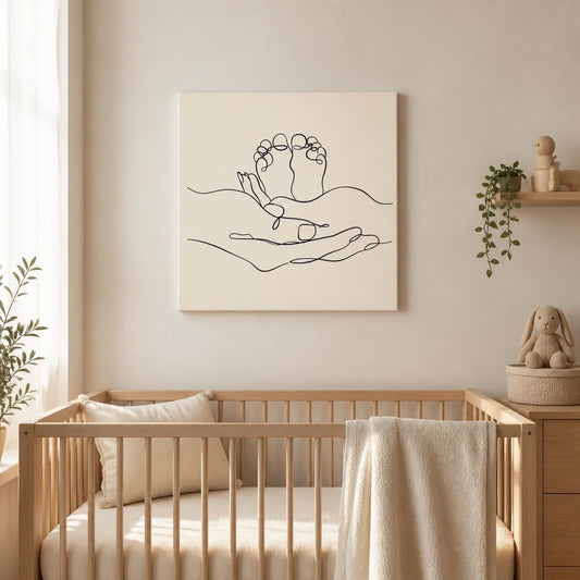 Tablou minimalist pentru camera bebelușului – Ilustrație mâini și piciorușe